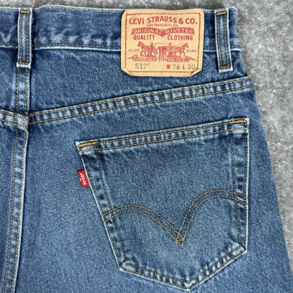 Y2K VTG‎ Levi's 517 Jeans Men's 36x30 (Fits 34x30) Blue Denim Distressed Bootcut